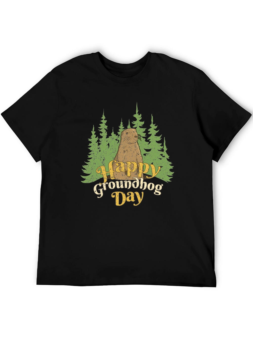 Happy Groundhog Day Graphic Tee - Black