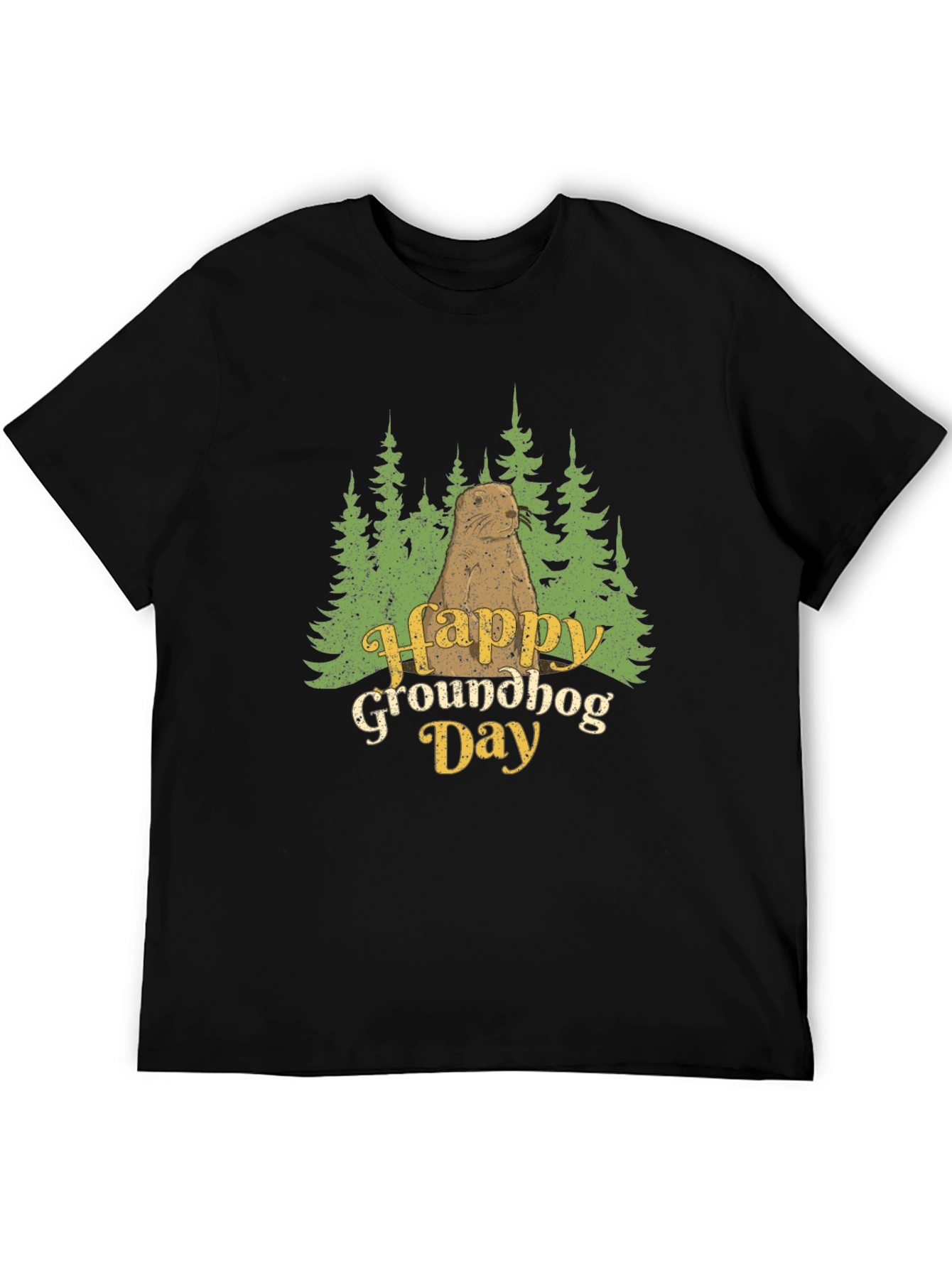 Happy Groundhog Day Graphic Tee - Black