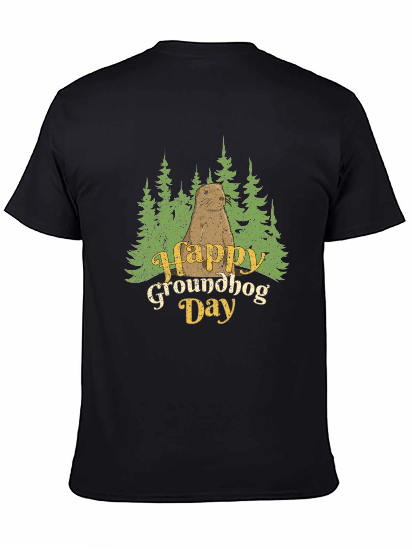Happy Groundhog Day Graphic Tee - Black
