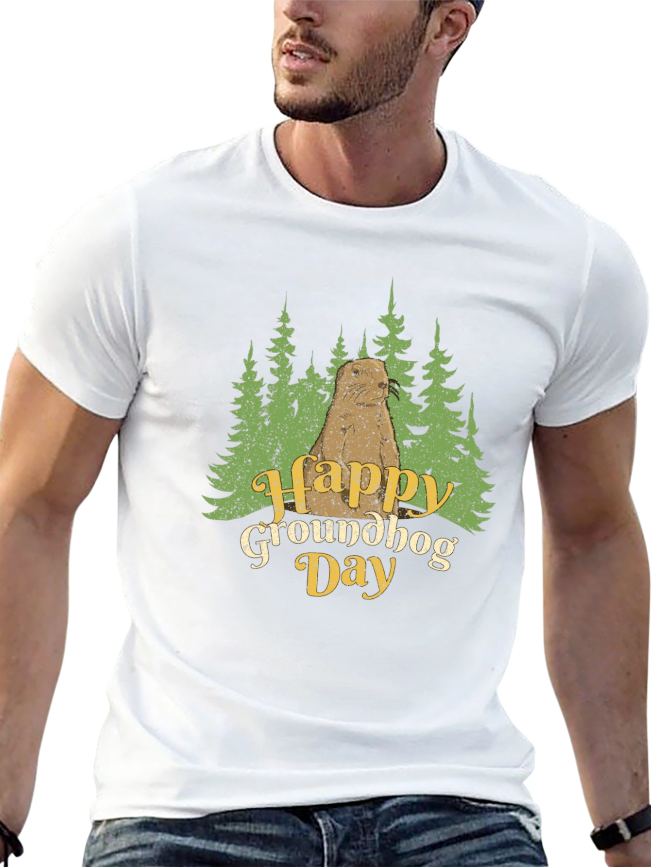Happy Groundhog Day Graphic Tee - Black