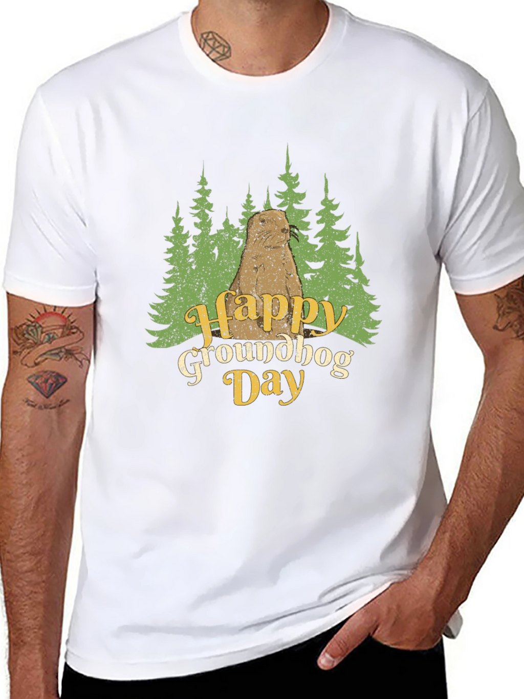 Happy Groundhog Day Graphic Tee - Black
