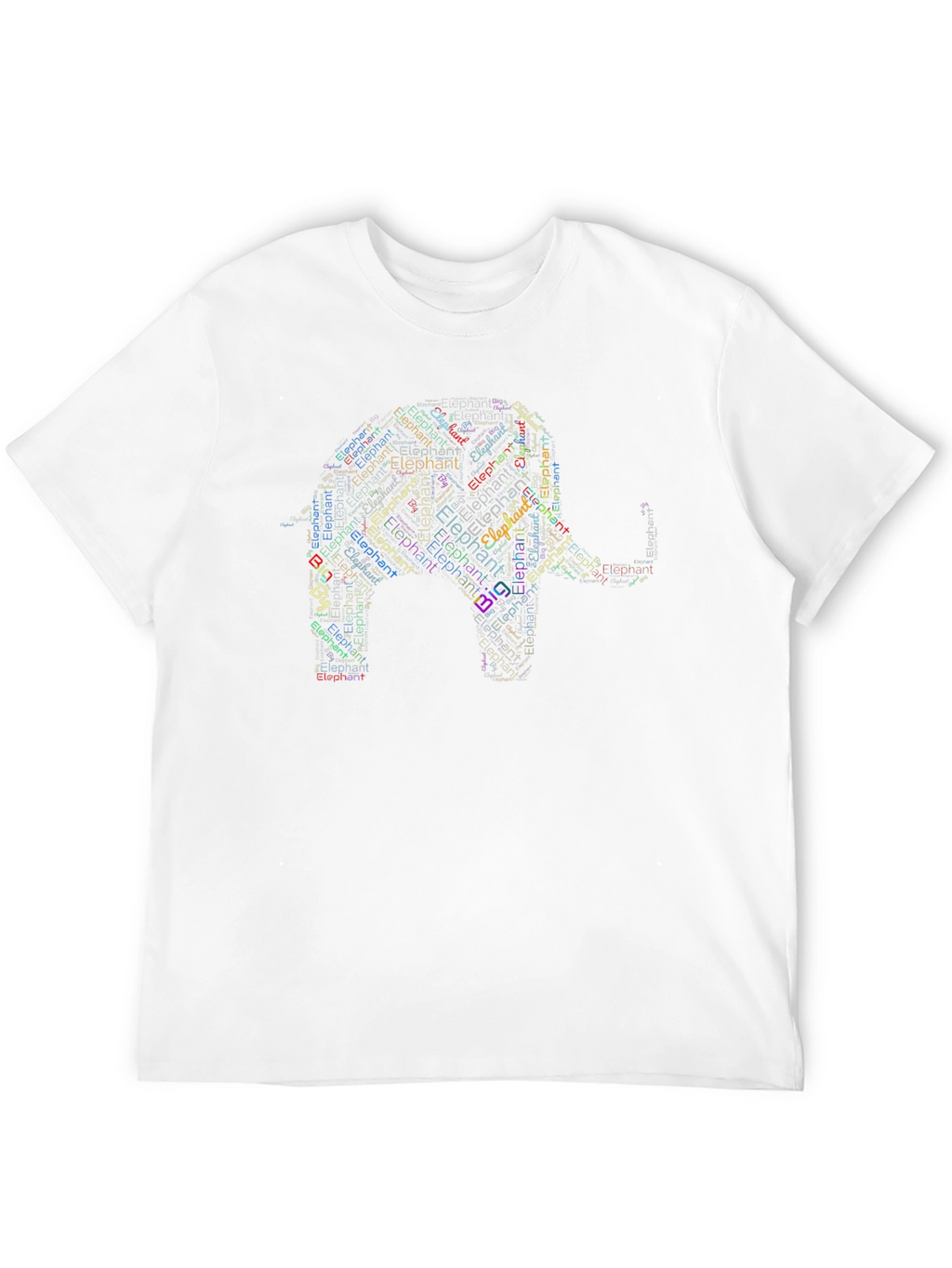 Elephant Word Art Black T-Shirt