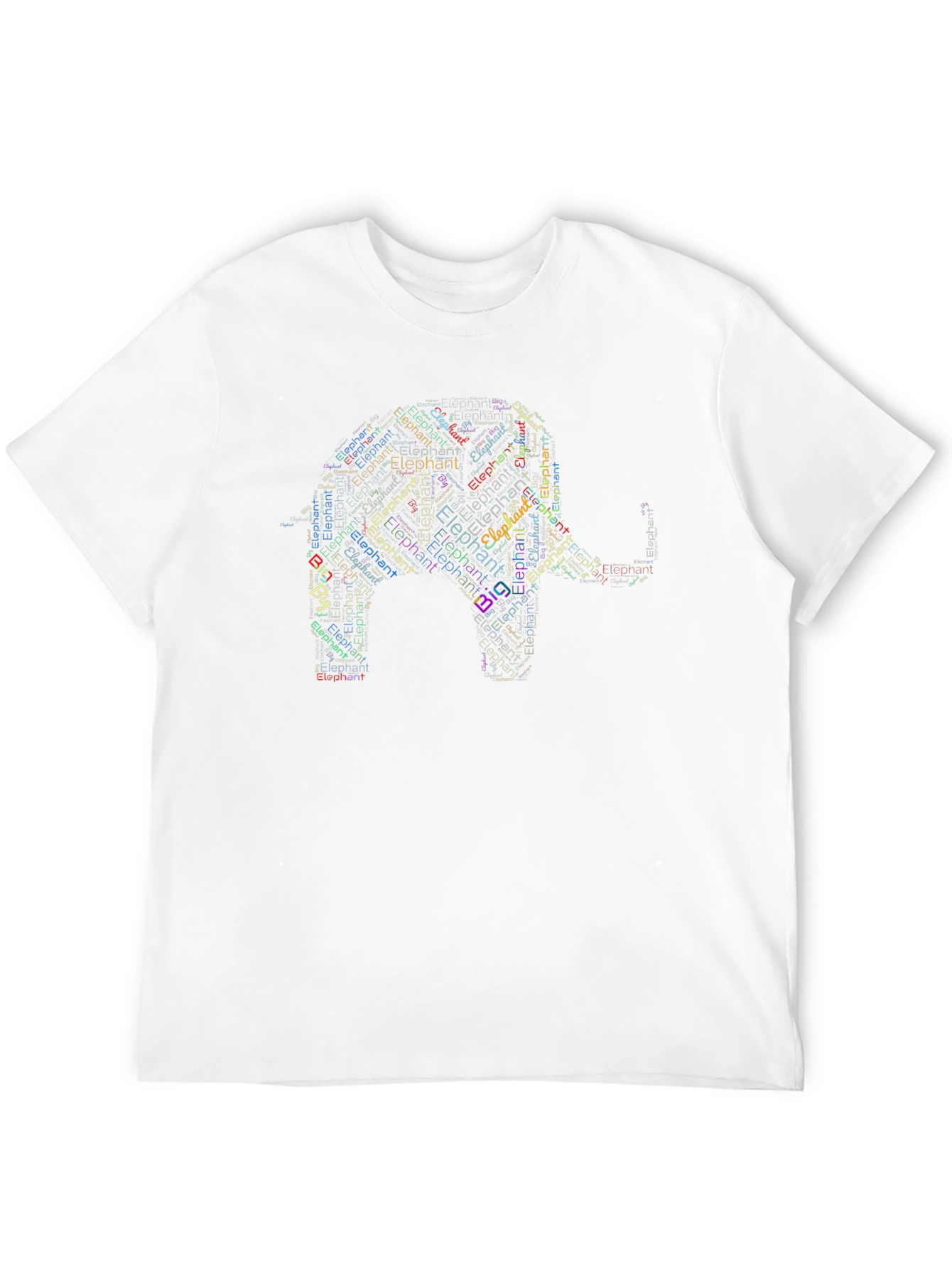 Elephant Word Art Black T-Shirt