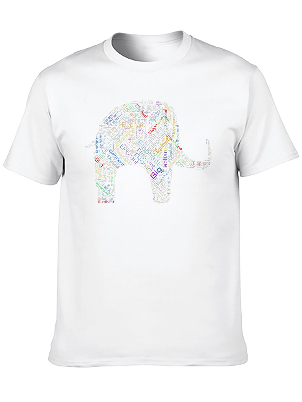 Elephant Word Art Black T-Shirt
