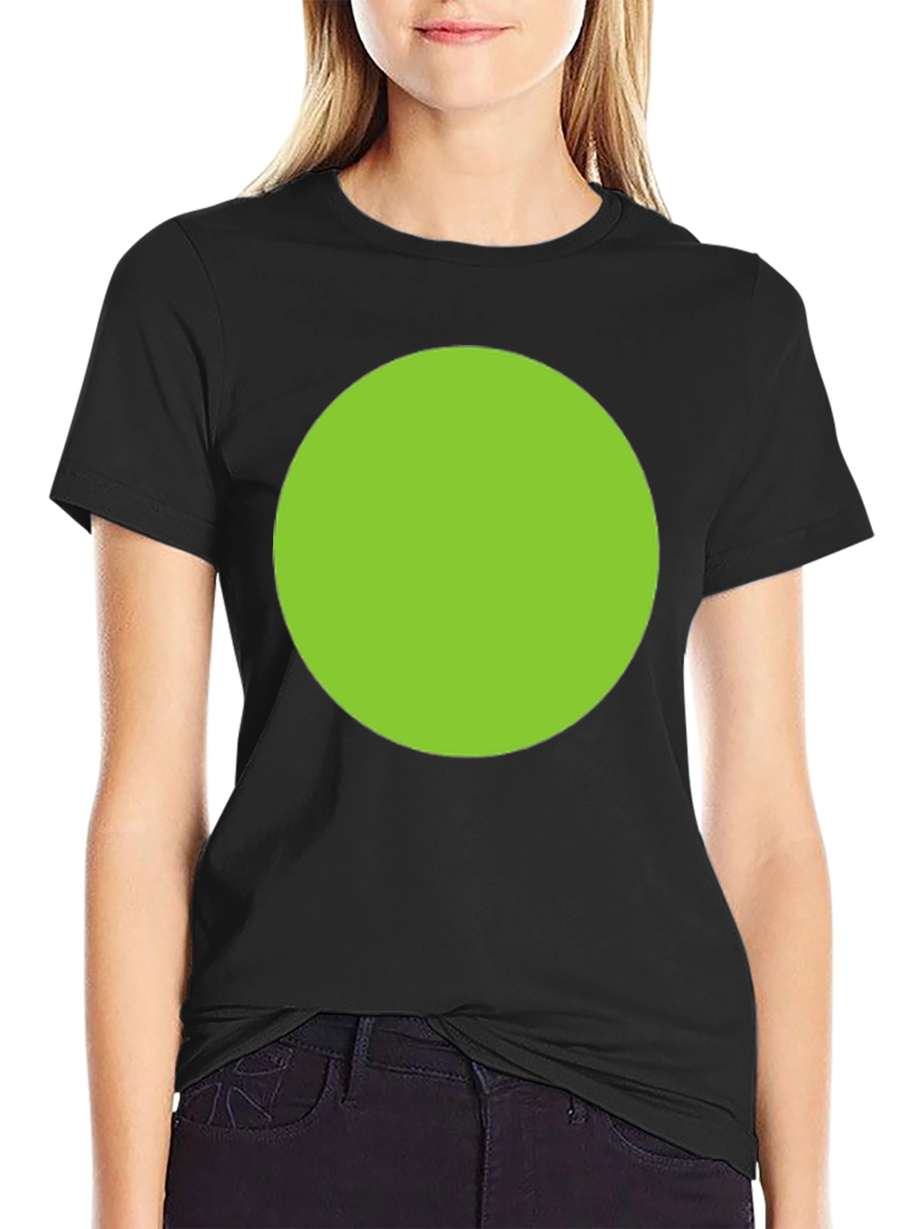 Mens Black T-Shirt with Green Circle Design