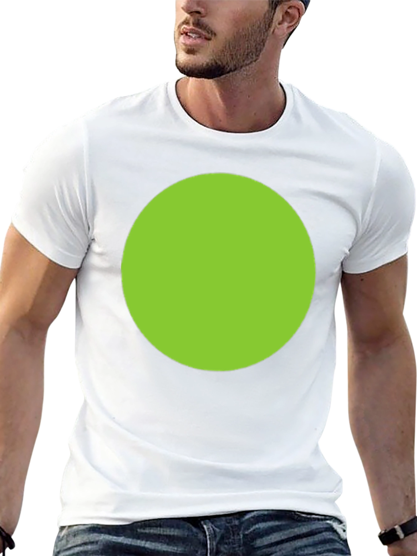 Mens Black T-Shirt with Green Circle Design
