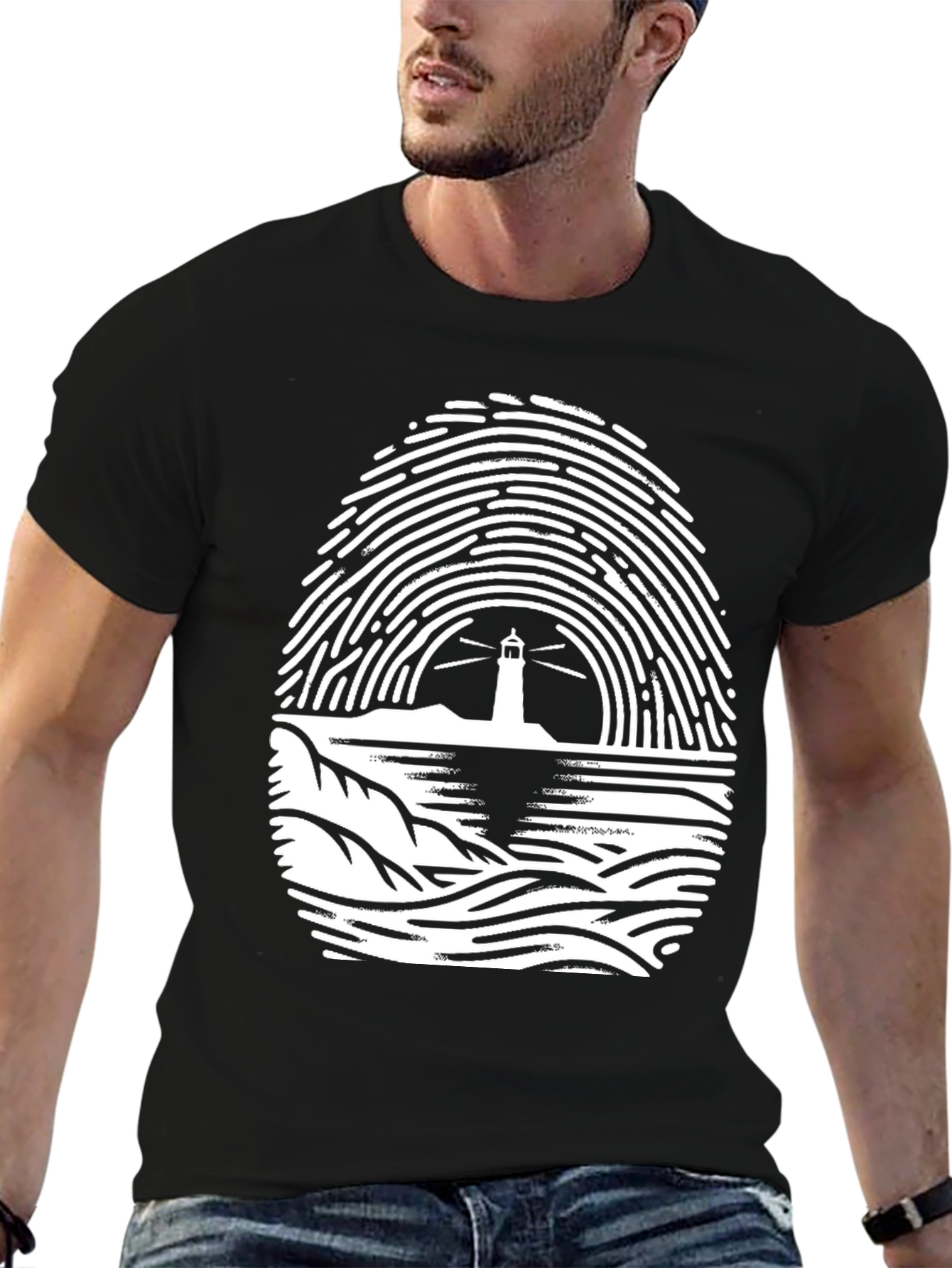 Lighthouse Fingerprint Graphic T-Shirt