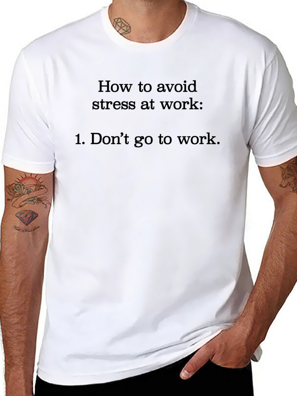 Funny Avoid Stress Black Graphic Tee