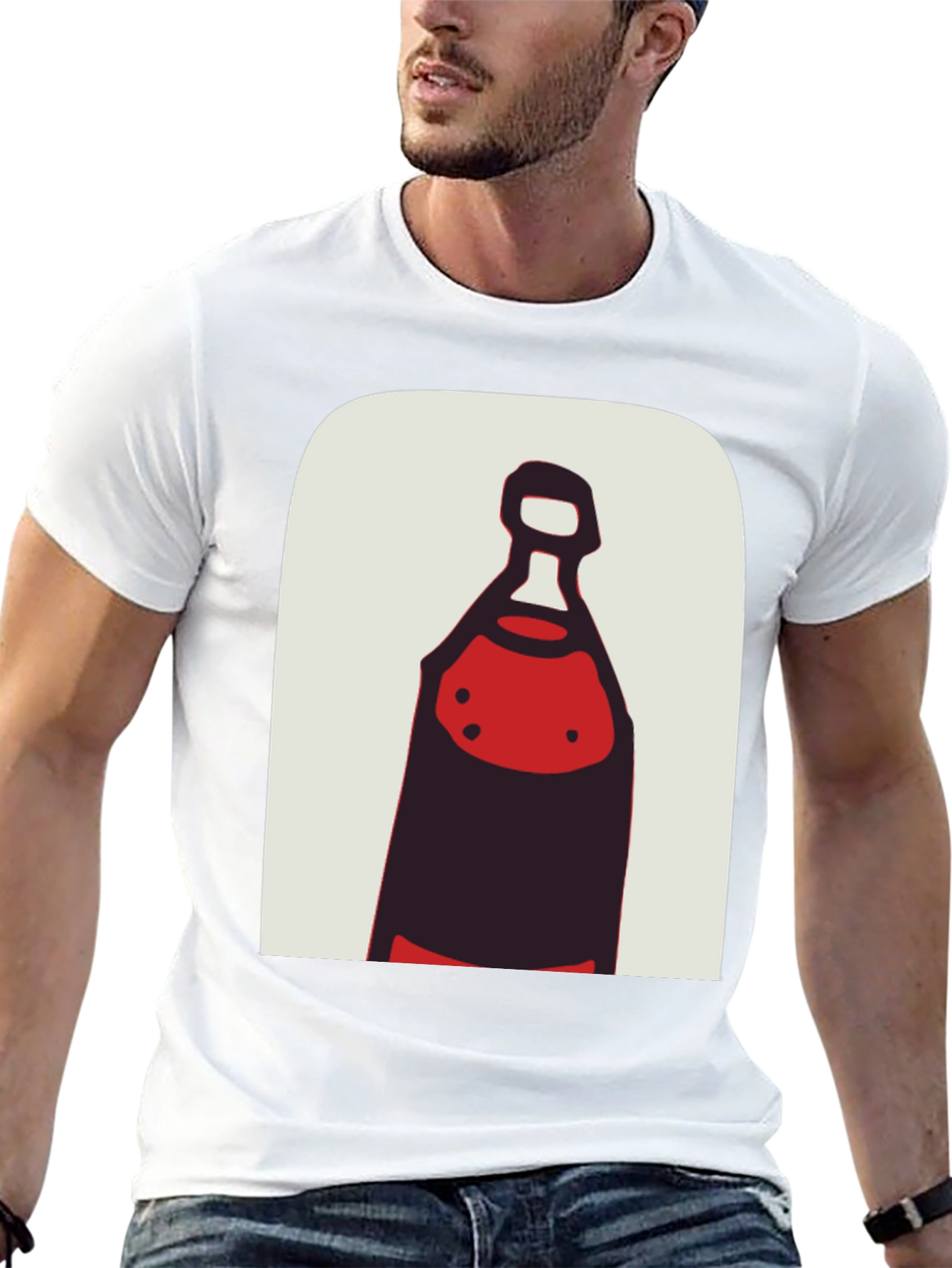 Abstract Bottle Graphic Tee - Stylish Black T-Shirt