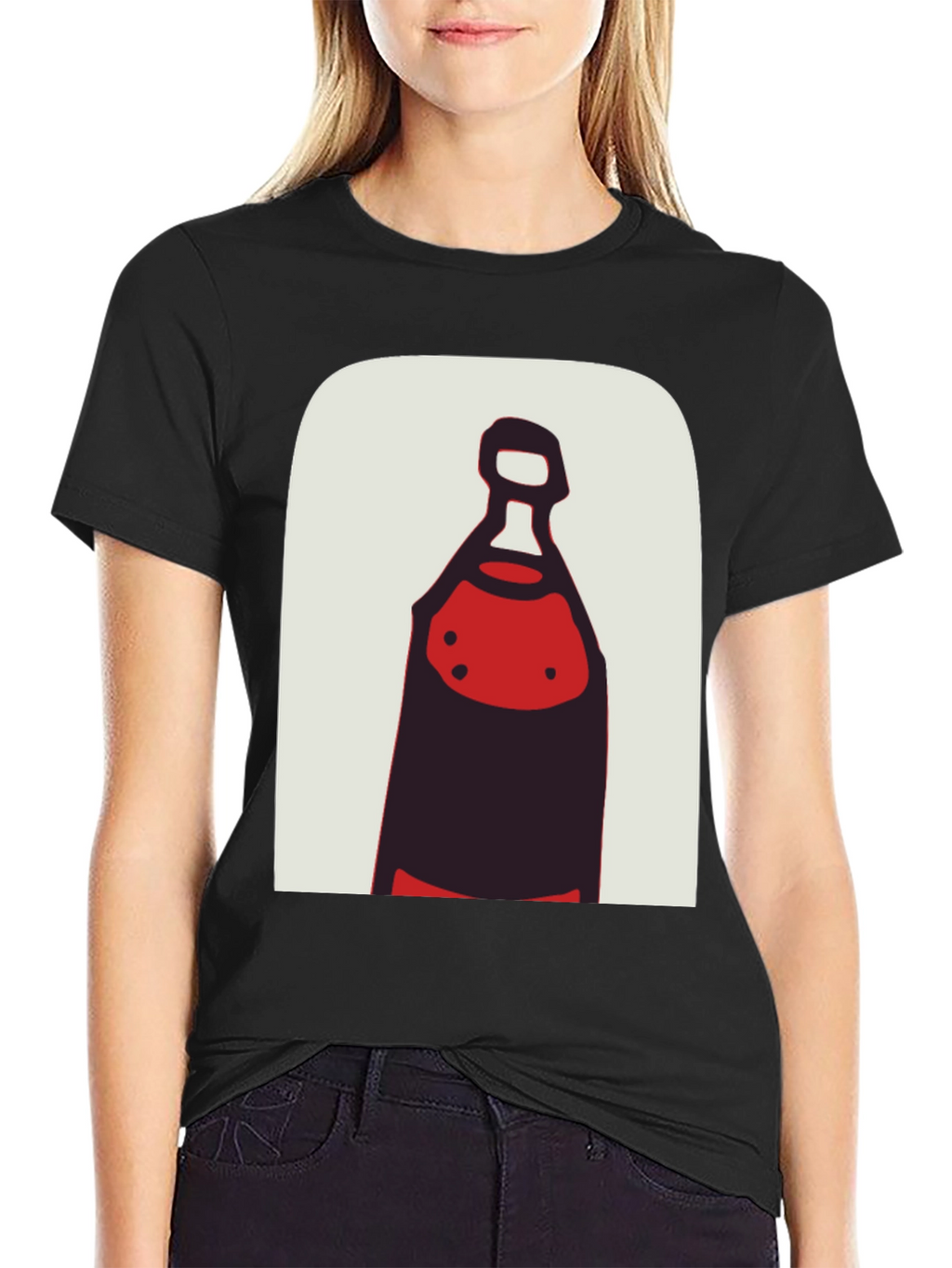 Abstract Bottle Graphic Tee - Stylish Black T-Shirt