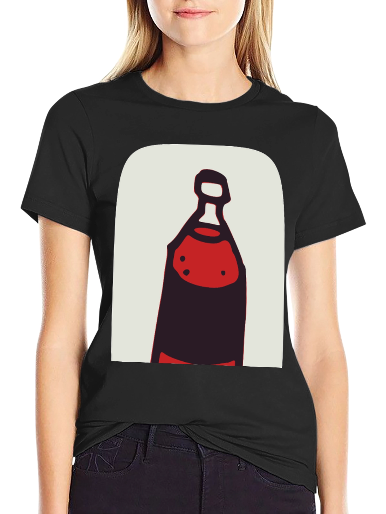 Abstract Bottle Graphic Tee - Stylish Black T-Shirt