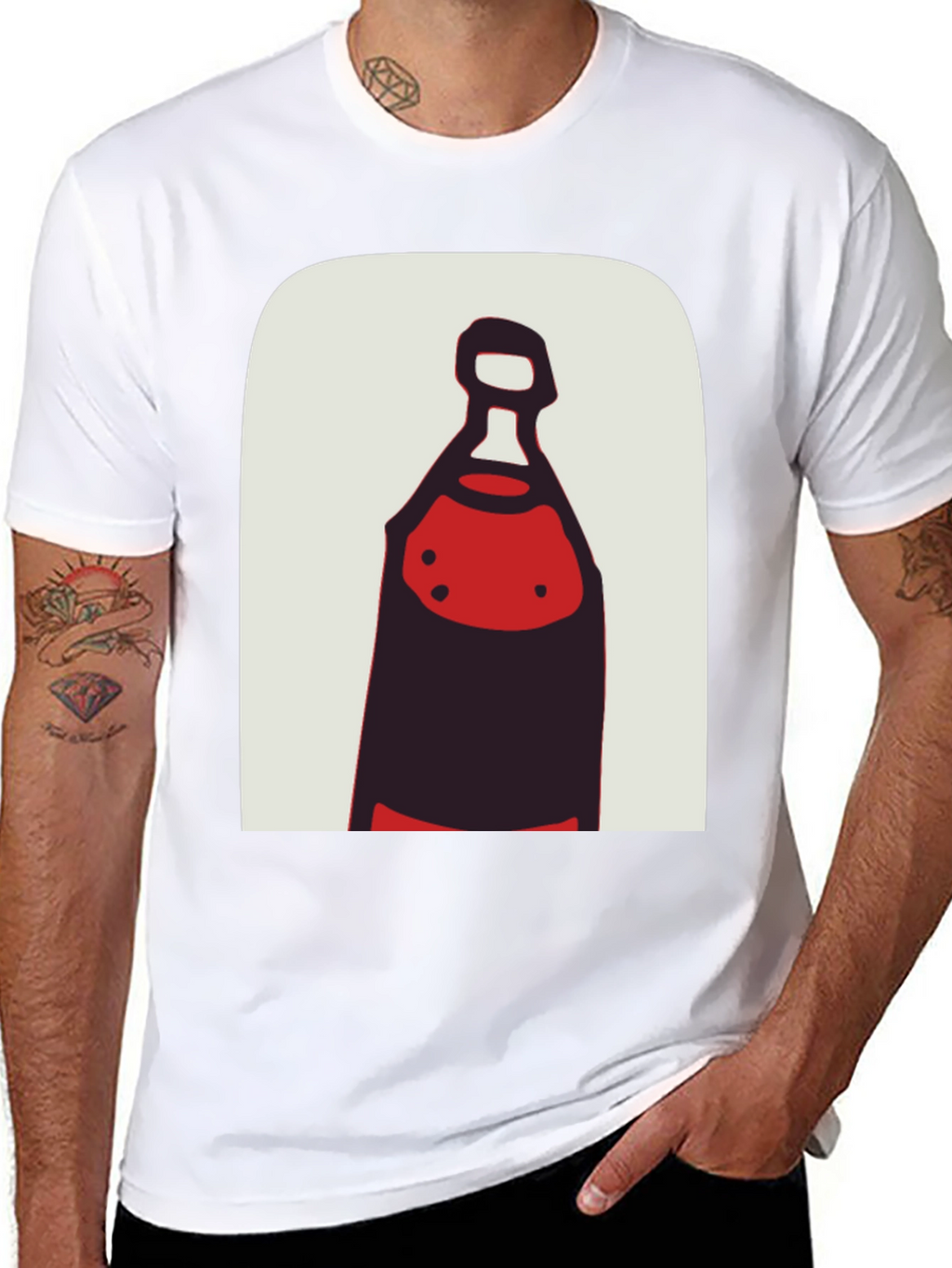 Abstract Bottle Graphic Tee - Stylish Black T-Shirt