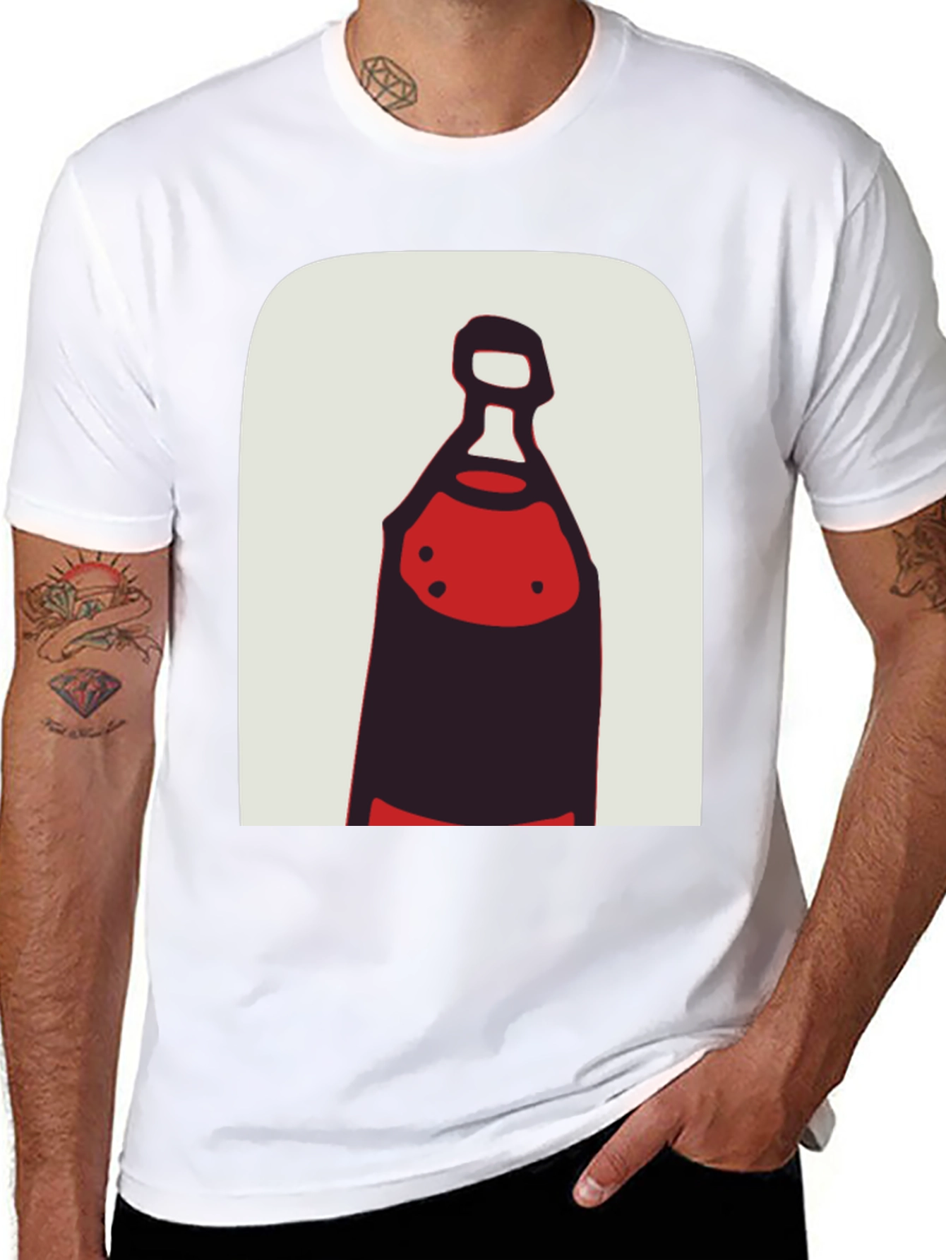 Abstract Bottle Graphic Tee - Stylish Black T-Shirt