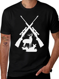 Hunting Graphic Tee - Deer & Rifles Design