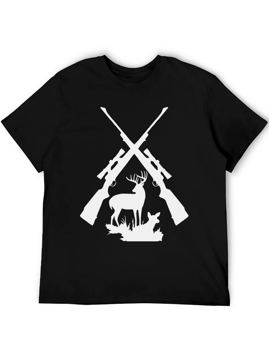 Hunting Graphic Tee - Deer & Rifles Design