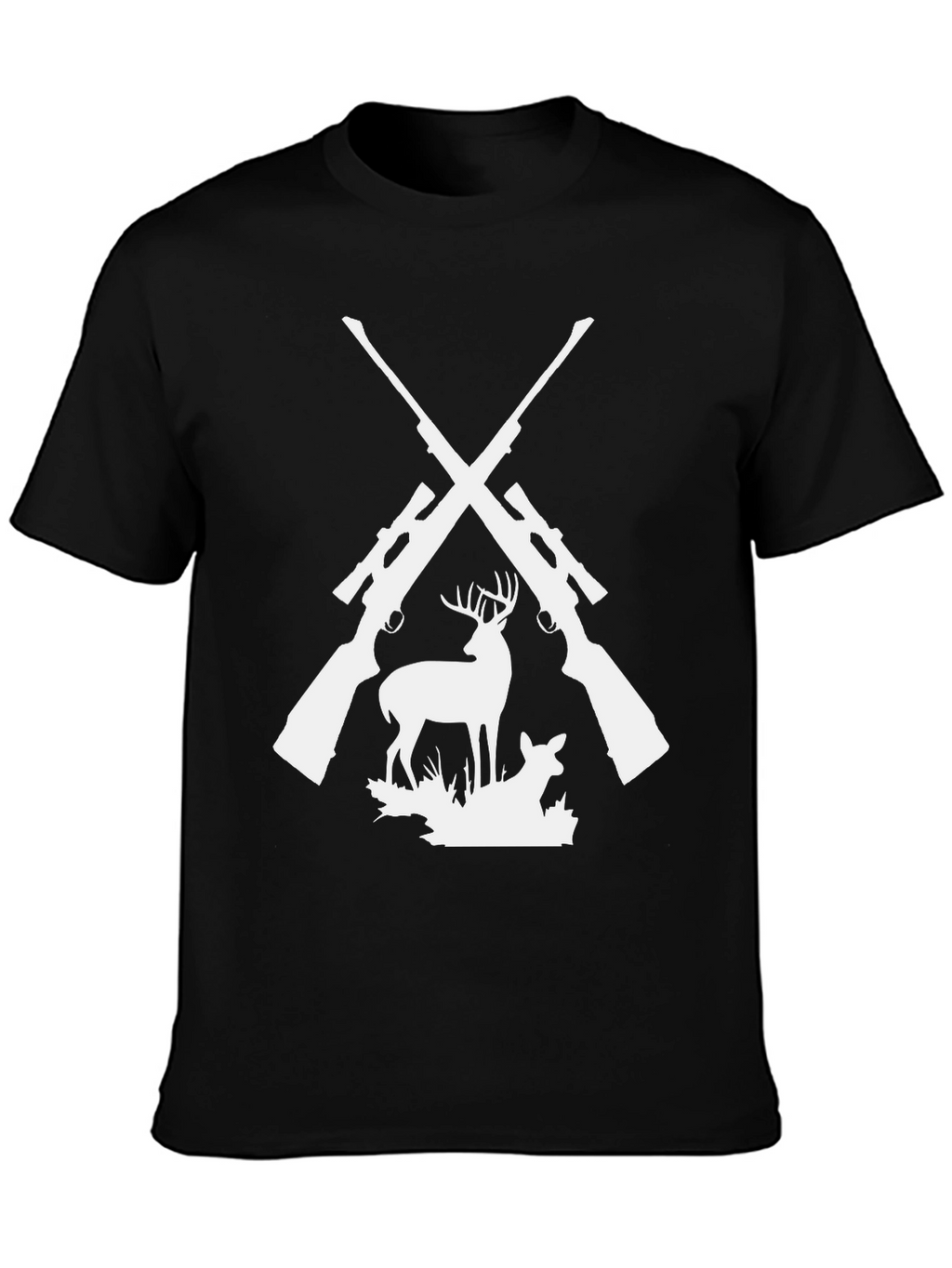 Hunting Graphic Tee - Deer & Rifles Design
