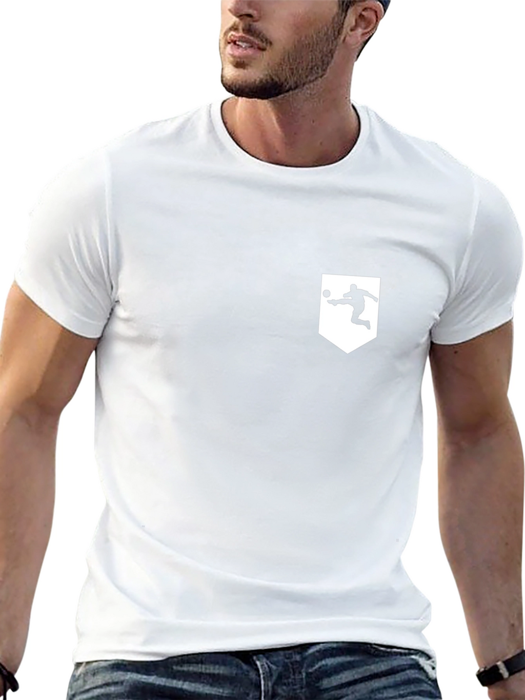 Mens Black Soccer Silhouette Graphic Tee