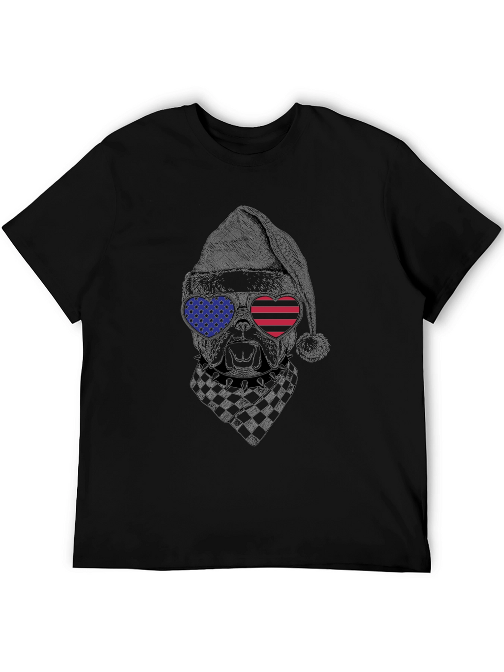 Patriotic Dog Santa T-Shirt