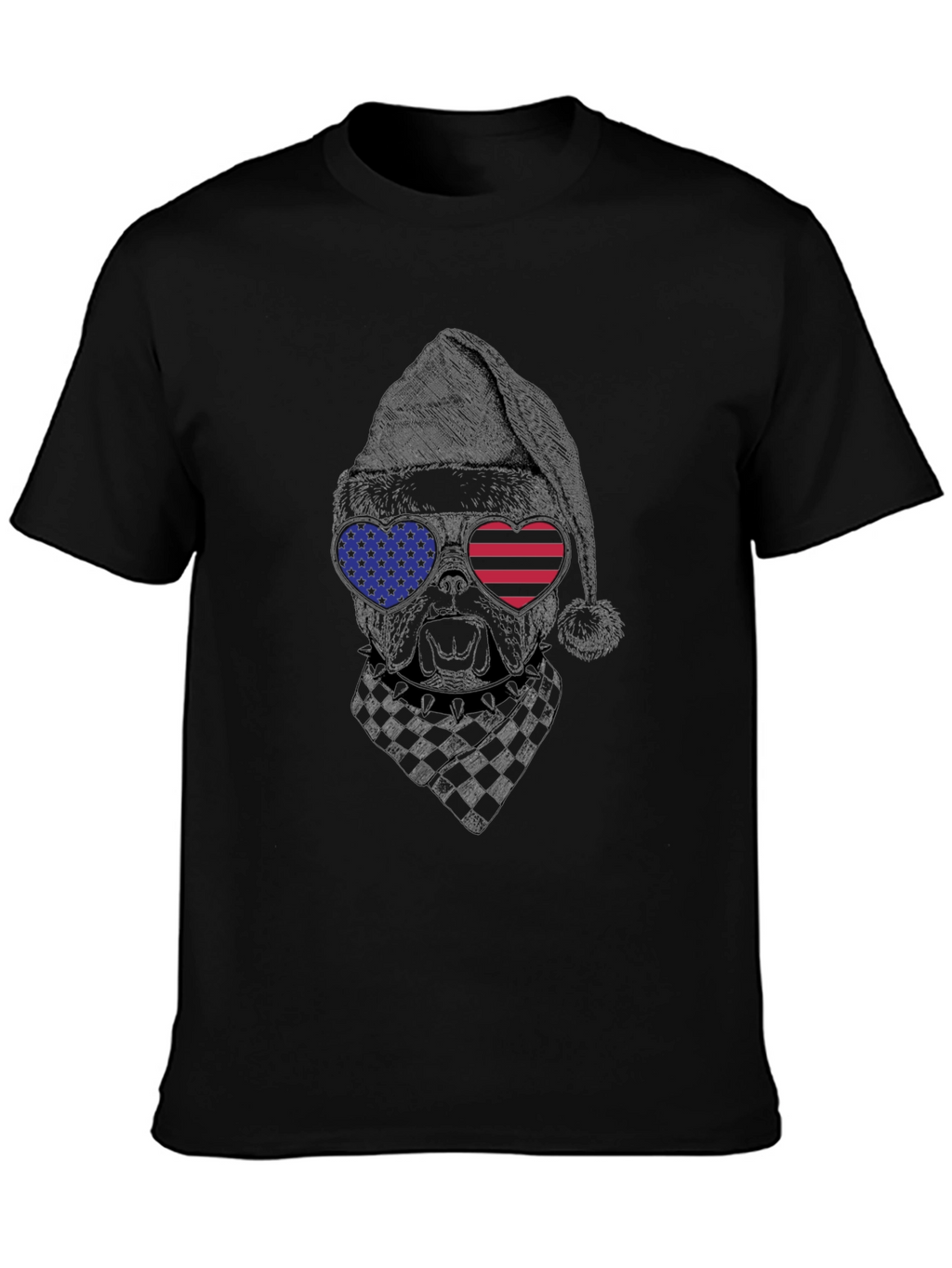 Patriotic Dog Santa T-Shirt