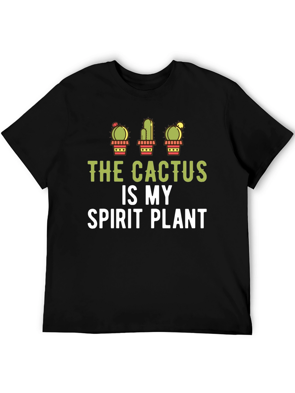 Cactus Spirit Plant Graphic Tee - Black Cotton