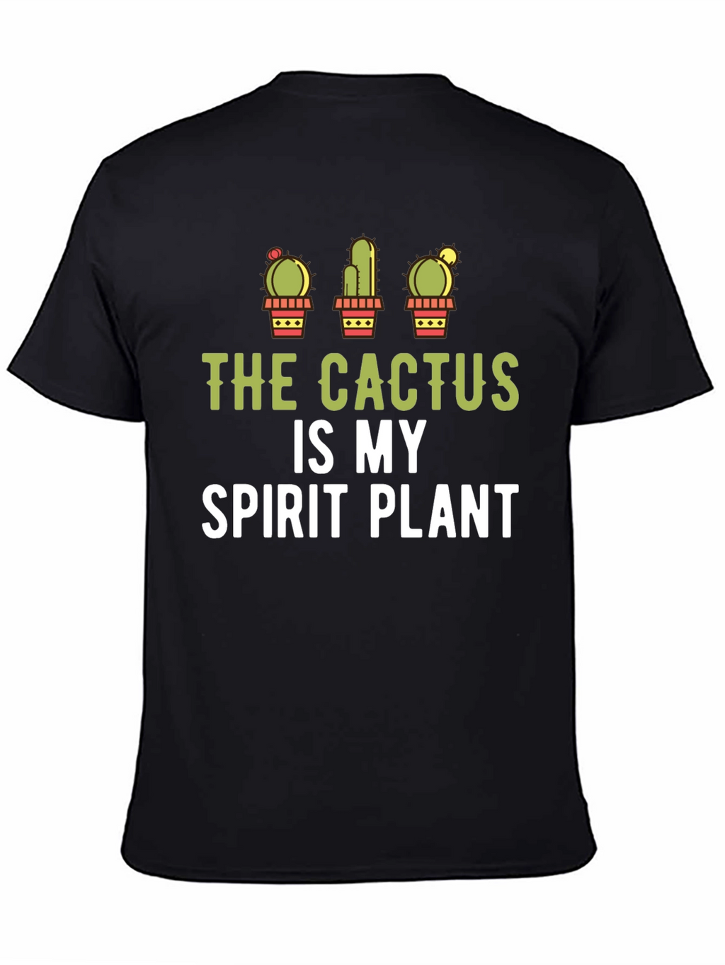 Cactus Spirit Plant Graphic Tee - Black Cotton