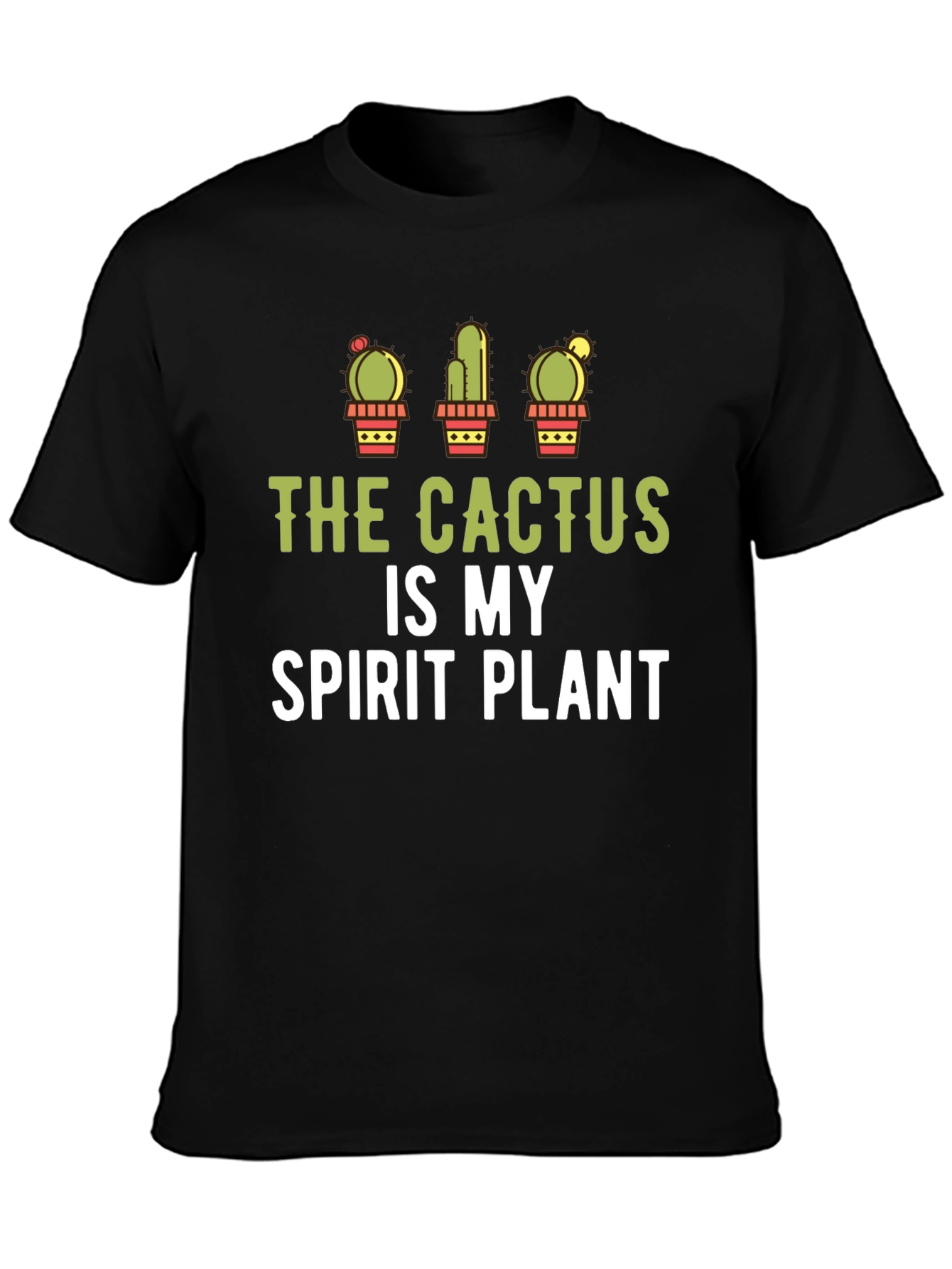 Cactus Spirit Plant Graphic Tee - Black Cotton