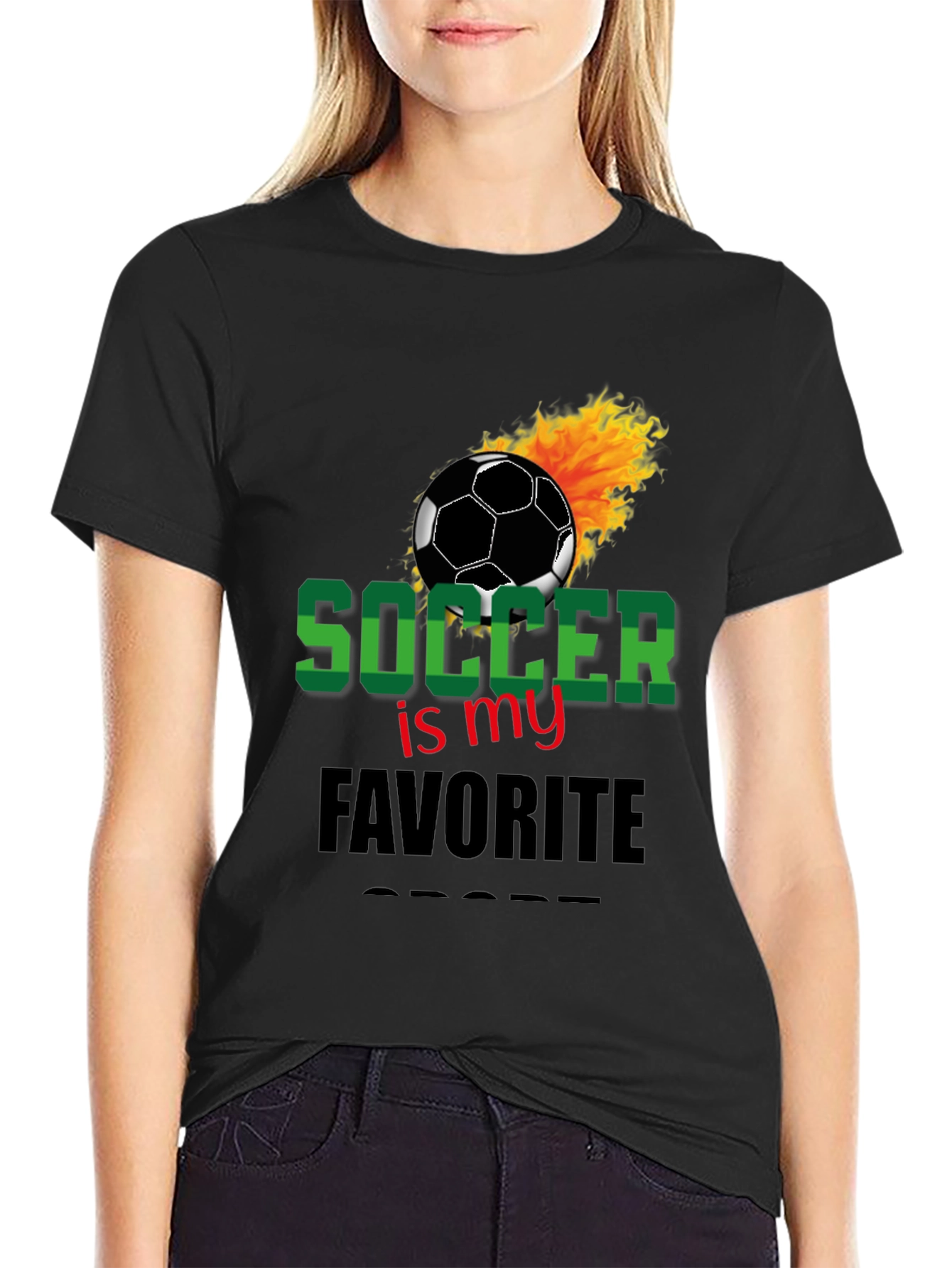 Soccer is My Favorite Sport Black T-Shirt