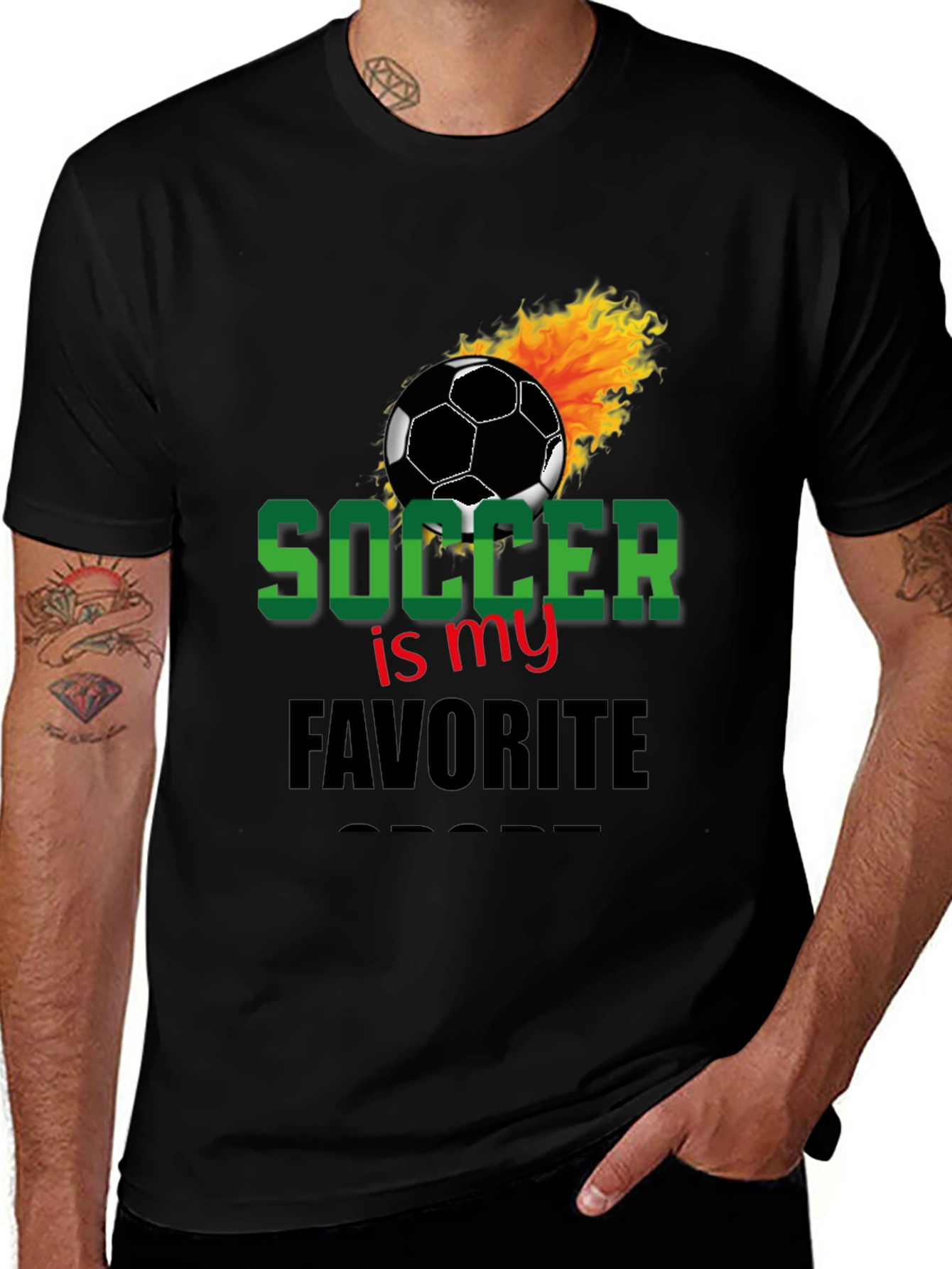 Soccer is My Favorite Sport Black T-Shirt