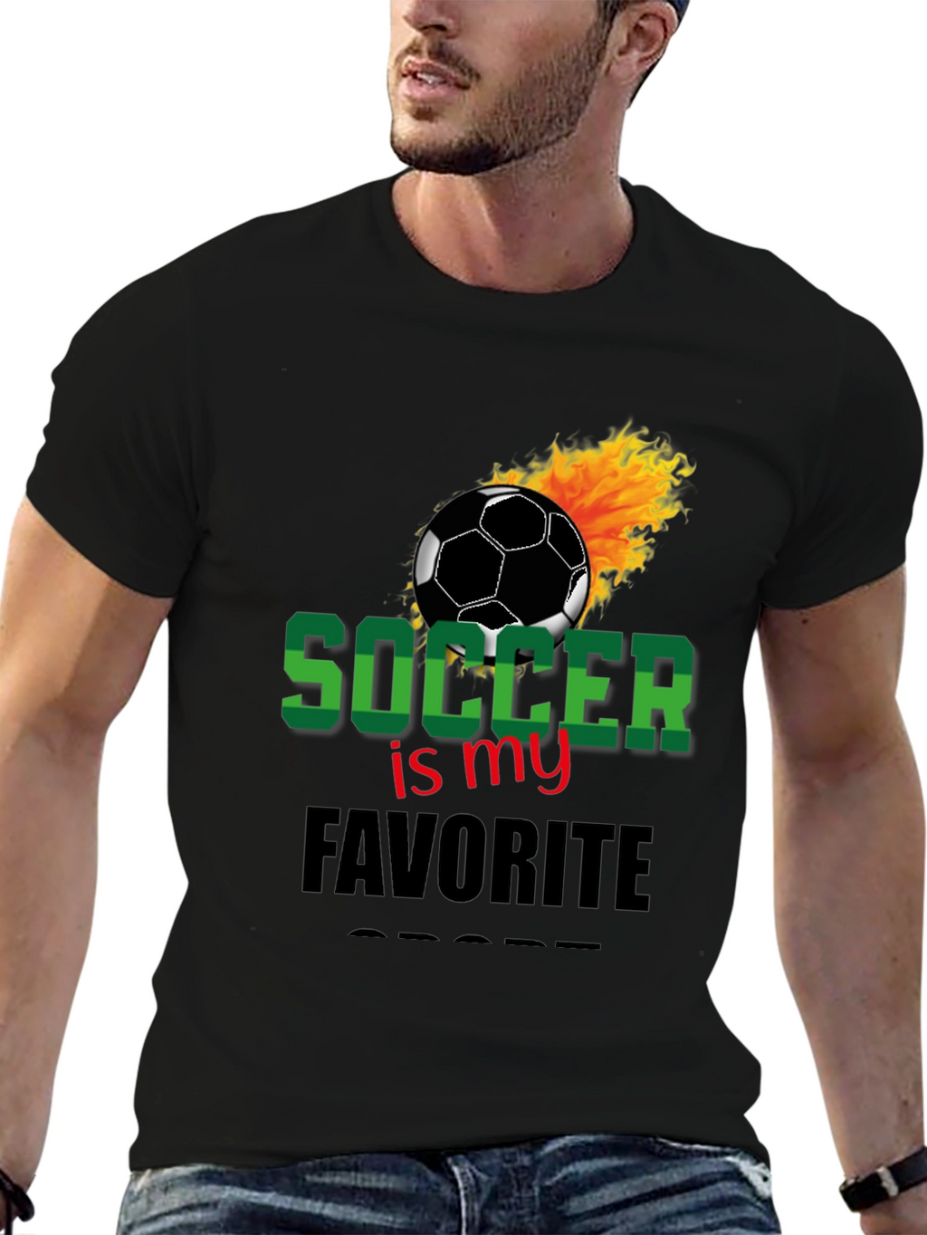 Soccer is My Favorite Sport Black T-Shirt