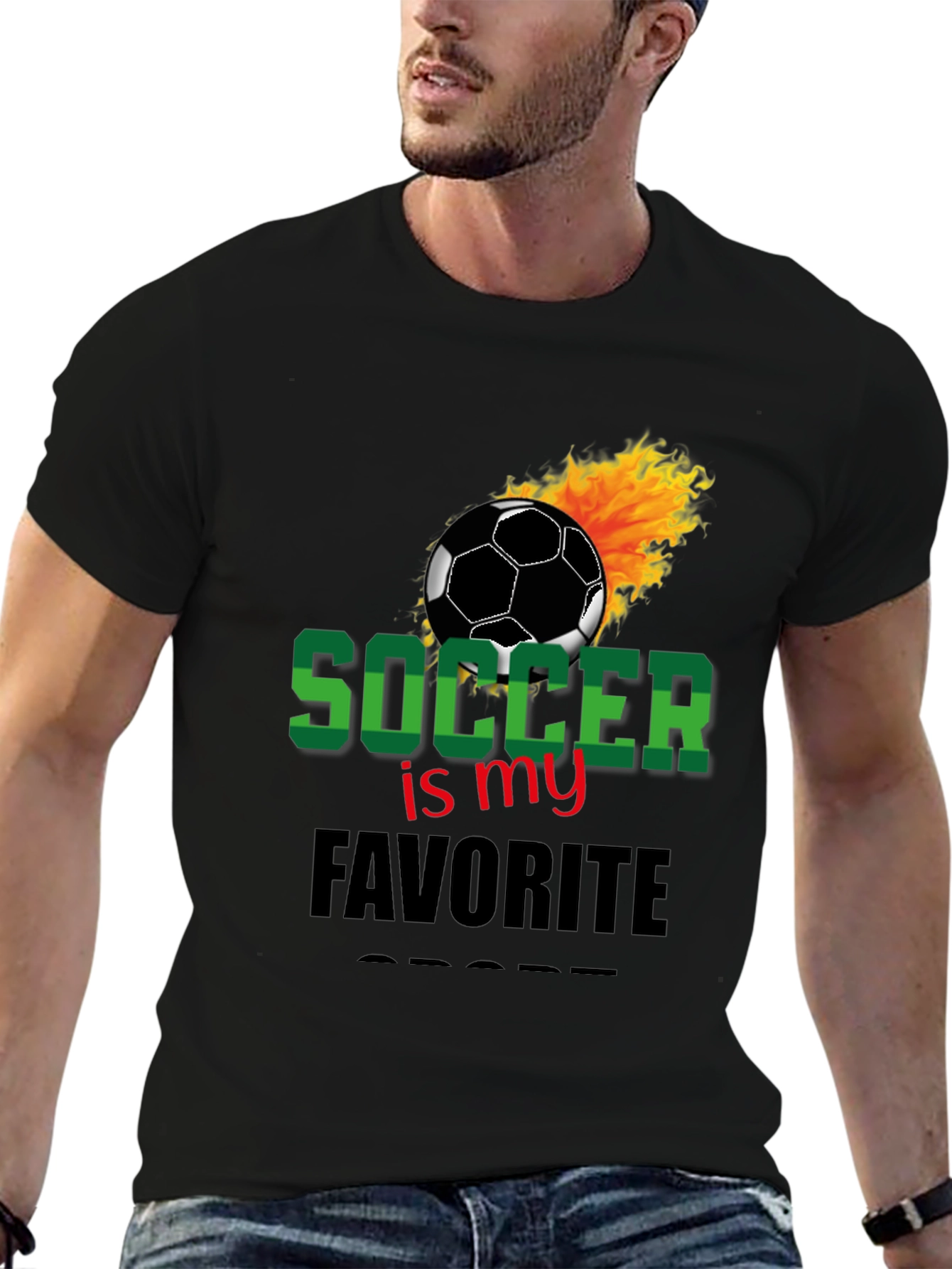 Soccer is My Favorite Sport Black T-Shirt
