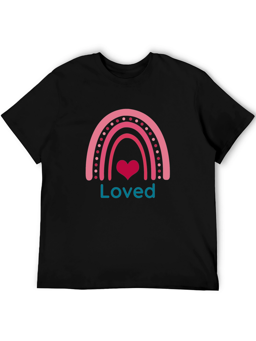 Loved Rainbow Heart Graphic T-Shirt