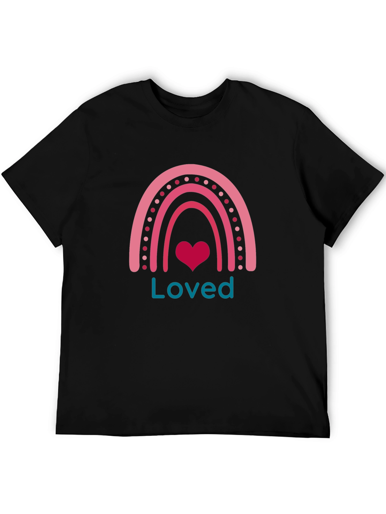 Loved Rainbow Heart Graphic T-Shirt