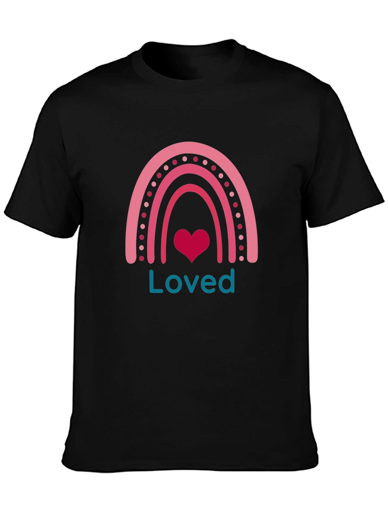 Loved Rainbow Heart Graphic T-Shirt