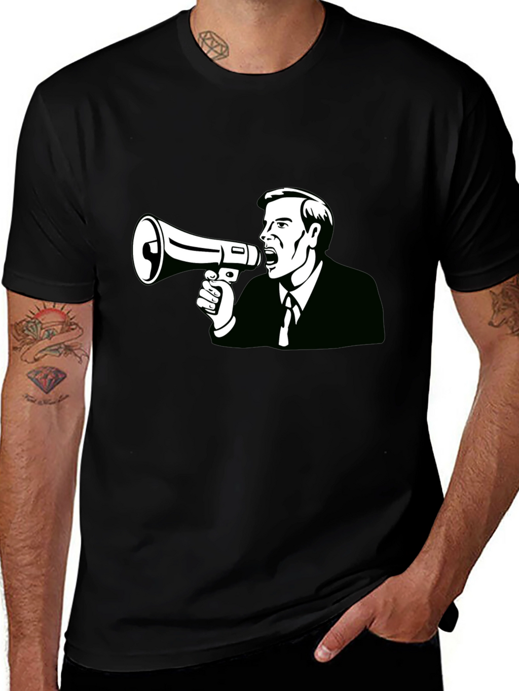 Megaphone Man Graphic Tee - Black