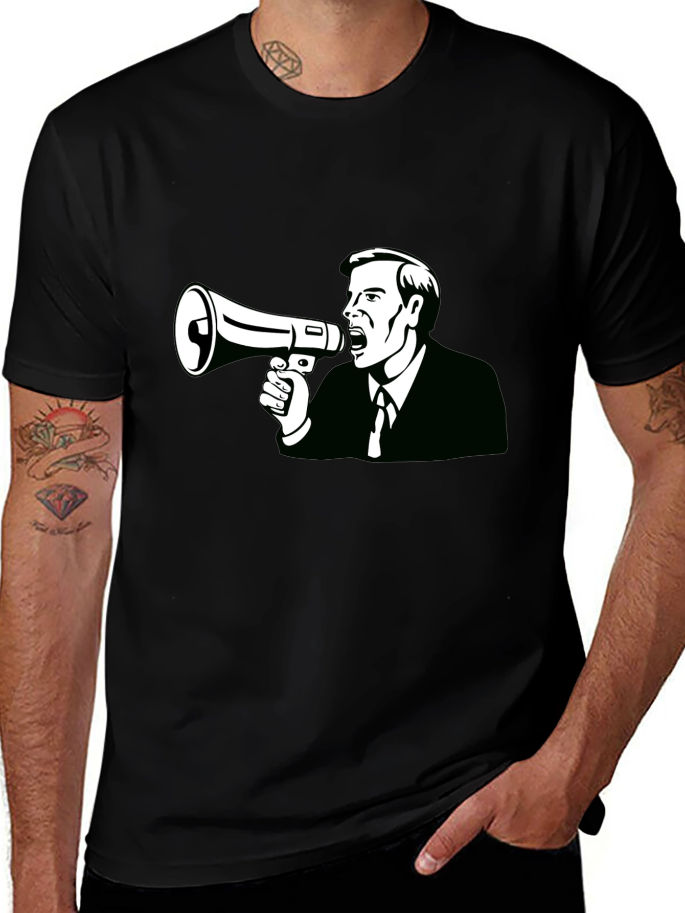 Megaphone Man Graphic Tee - Black