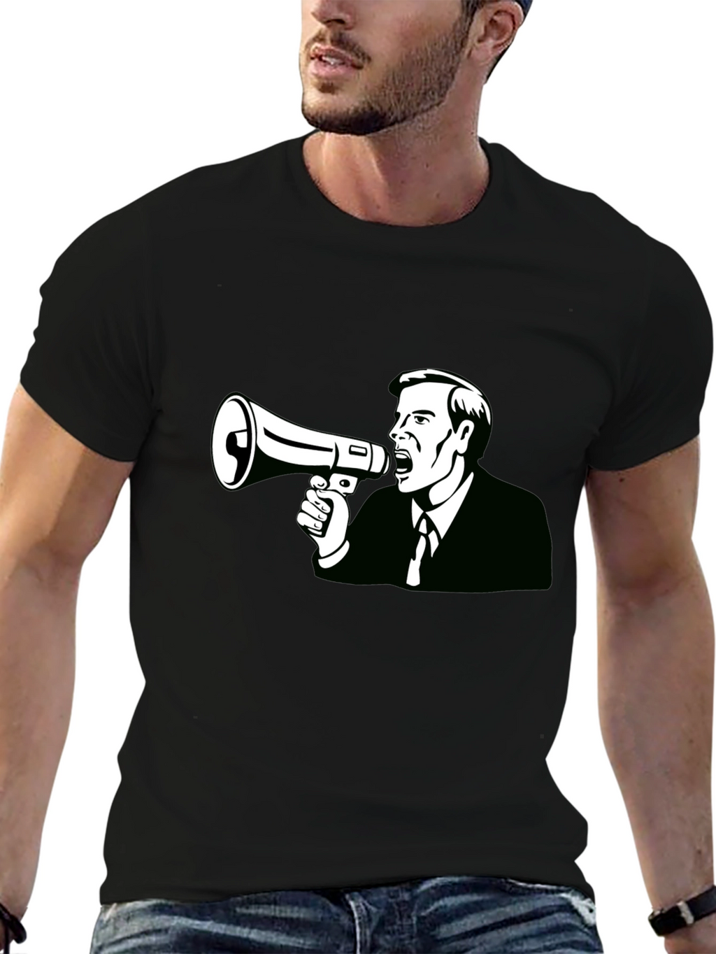 Megaphone Man Graphic Tee - Black