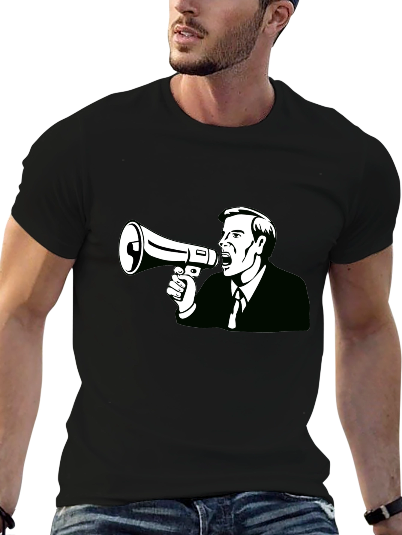 Megaphone Man Graphic Tee - Black