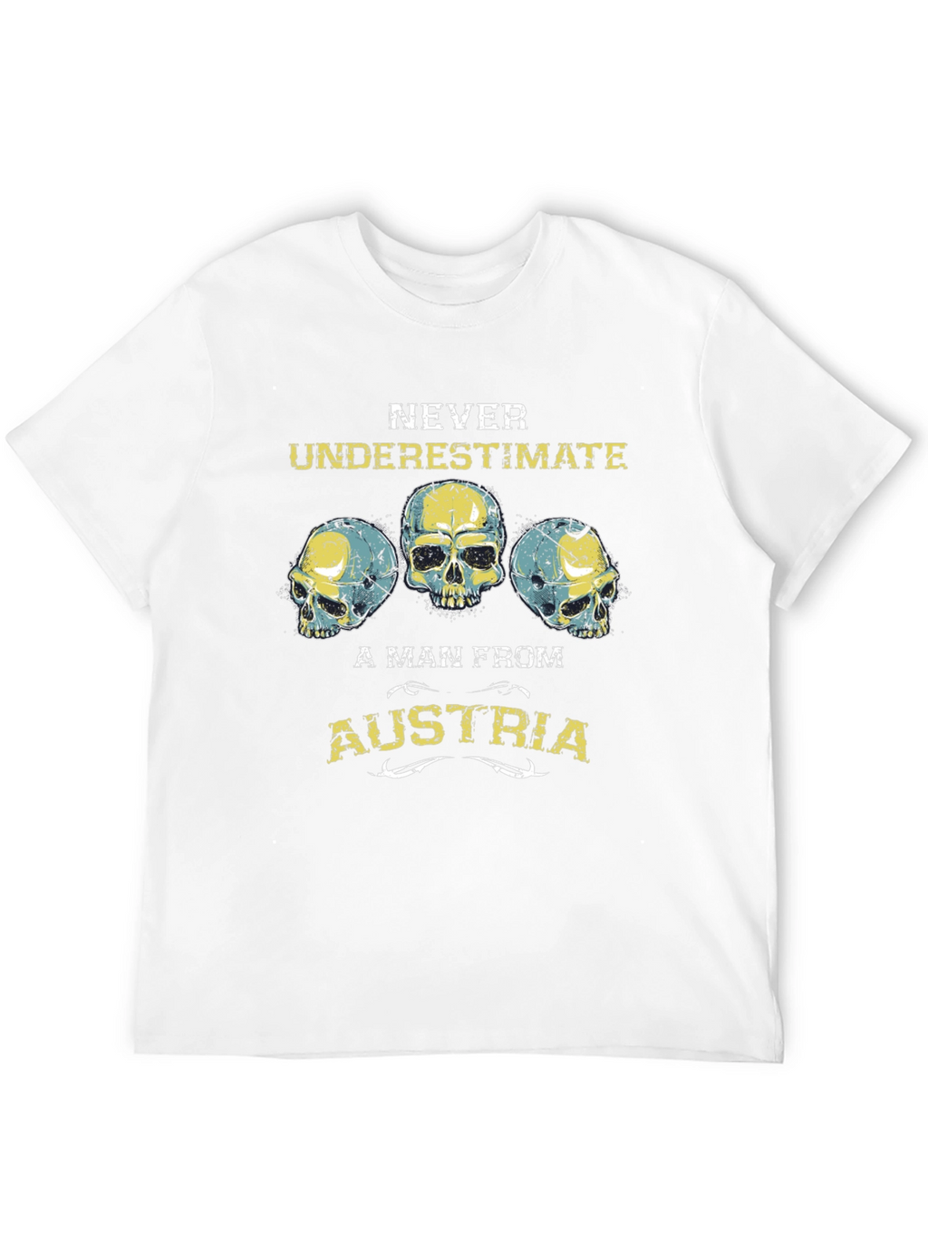 Never Underestimate Austria Skull Graphic Tee