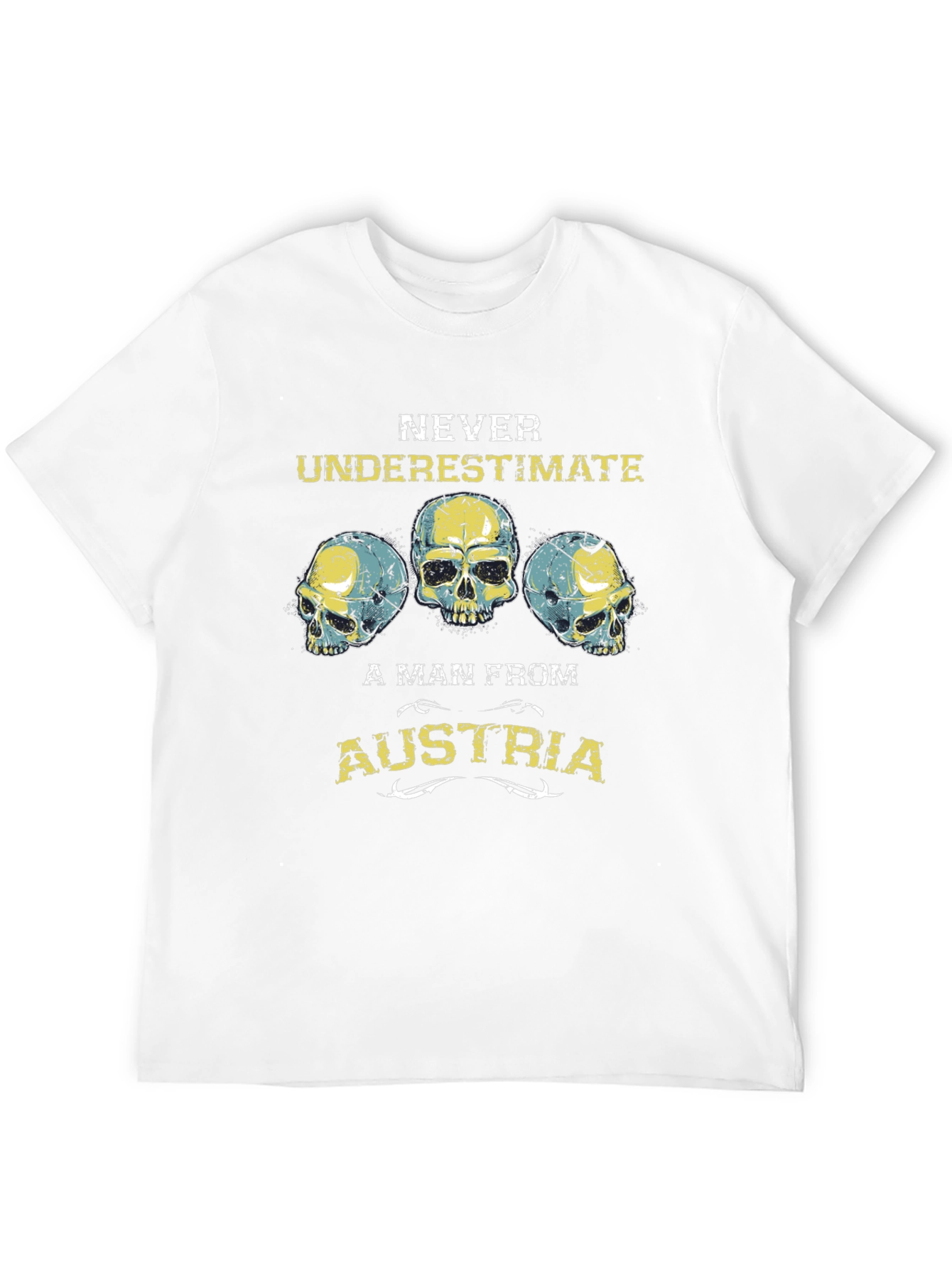 Never Underestimate Austria Skull Graphic Tee