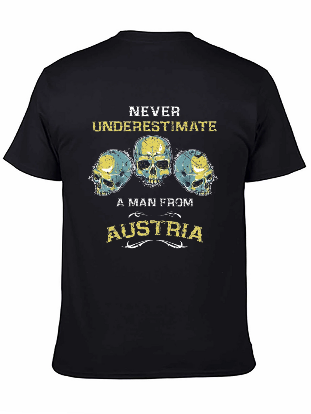 Never Underestimate Austria Skull Graphic Tee