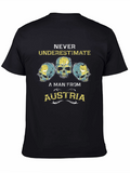 Never Underestimate Austria Skull Graphic Tee