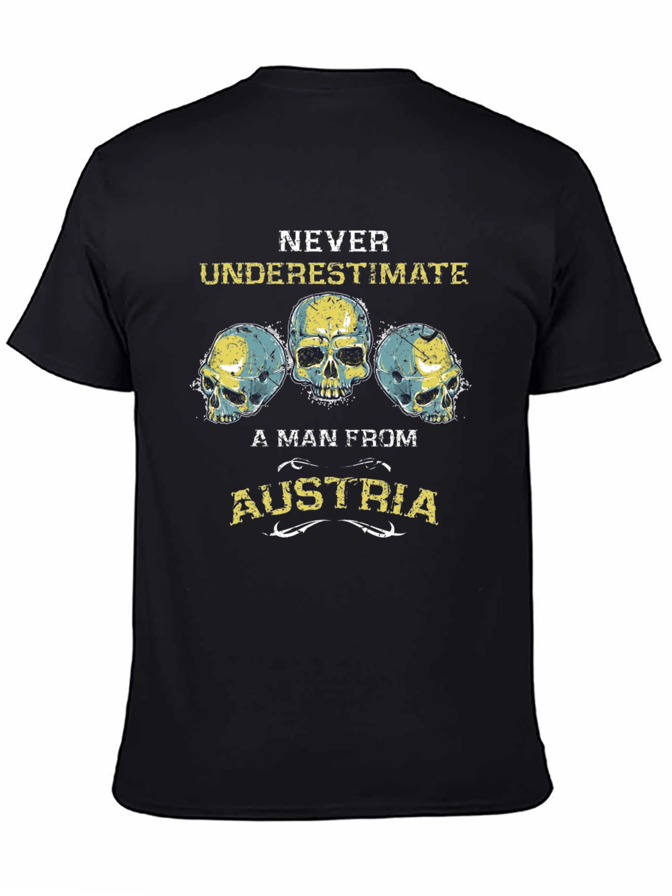 Never Underestimate Austria Skull Graphic Tee