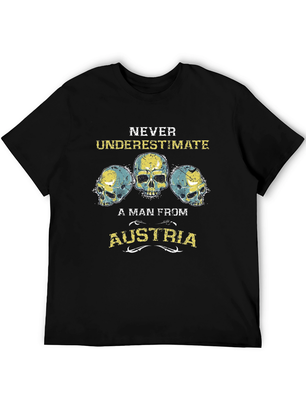 Never Underestimate Austria Skull Graphic Tee