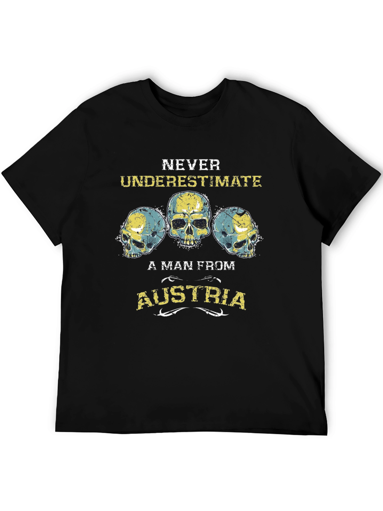 Never Underestimate Austria Skull Graphic Tee