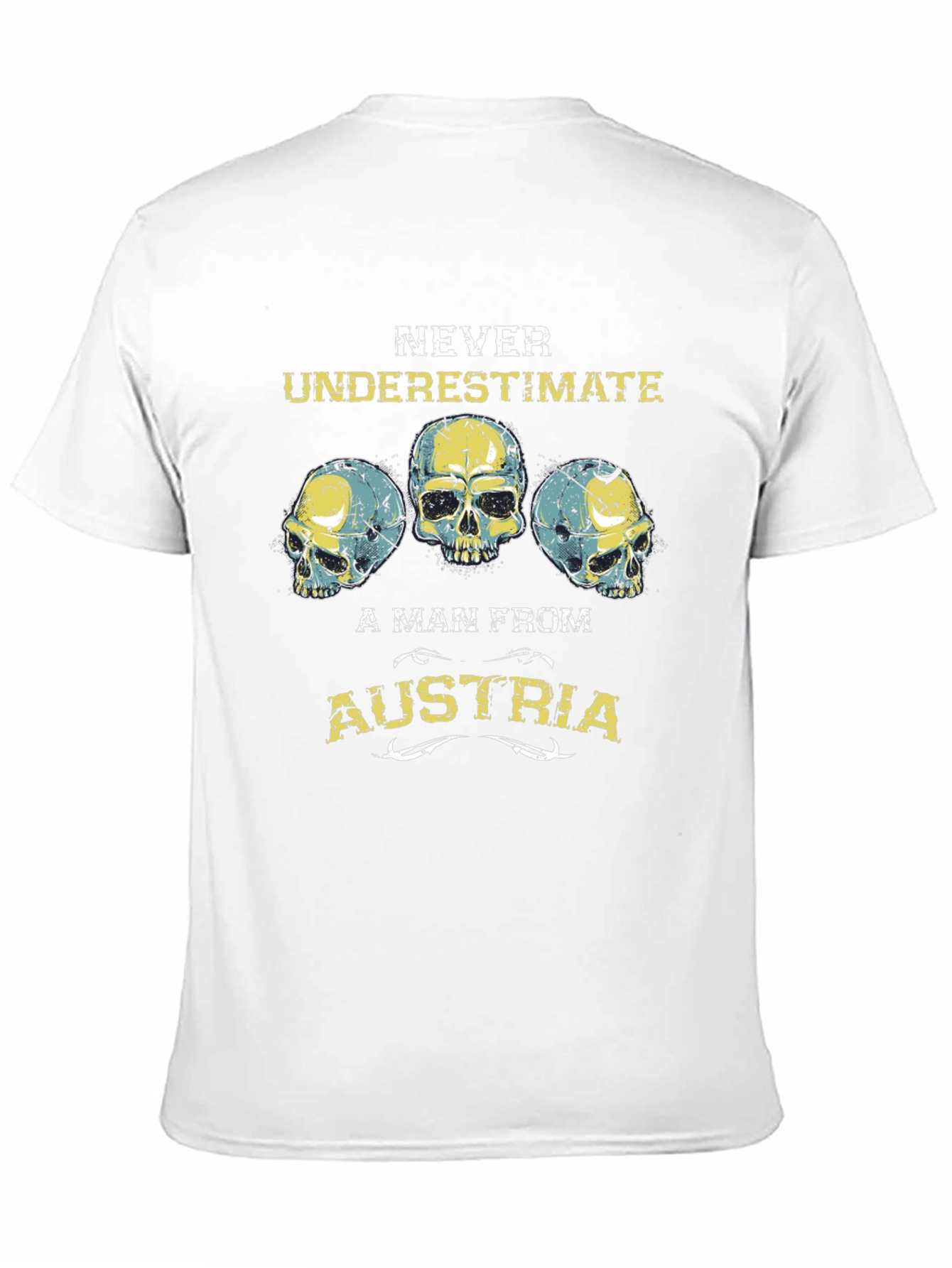 Never Underestimate Austria Skull Graphic Tee