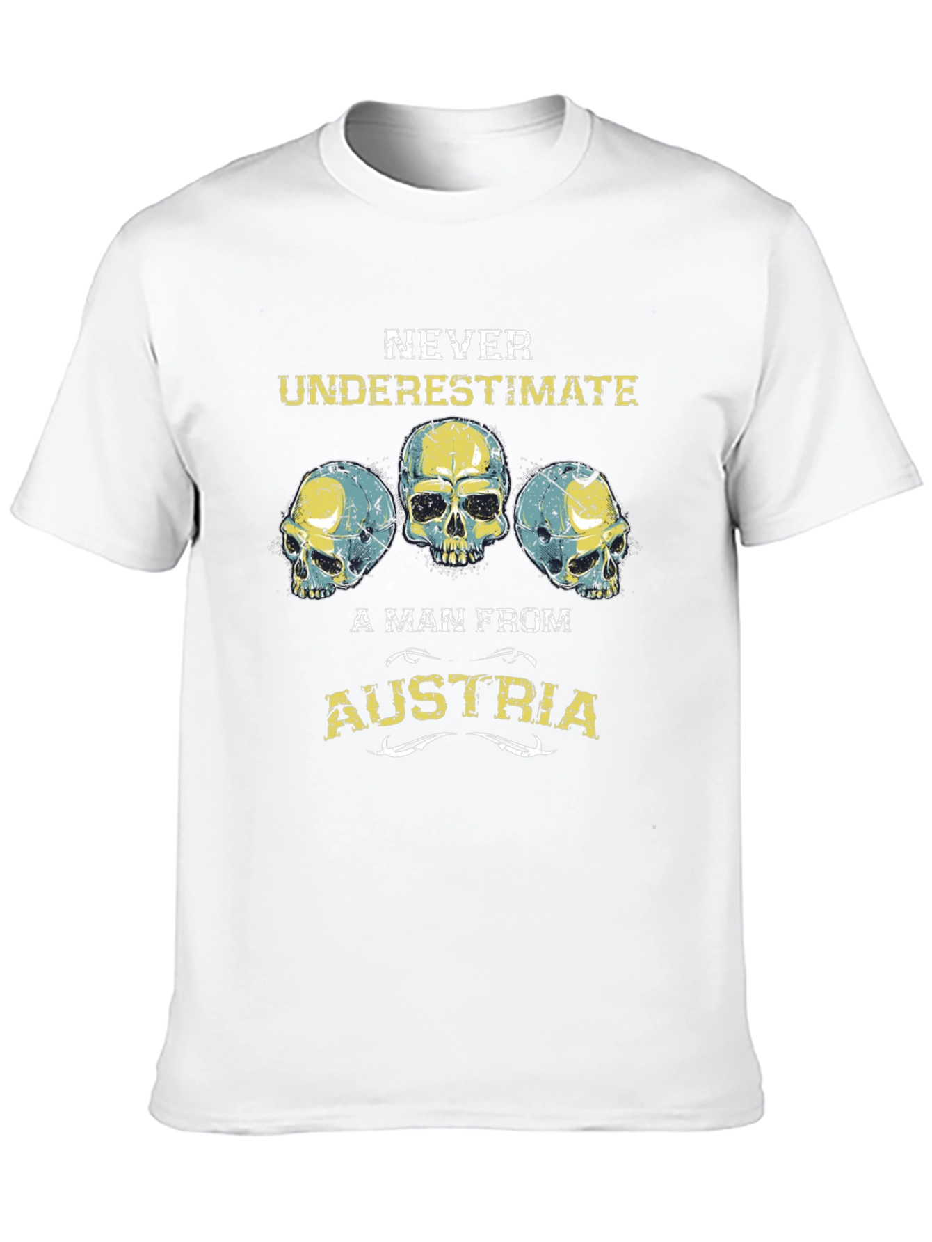 Never Underestimate Austria Skull Graphic Tee