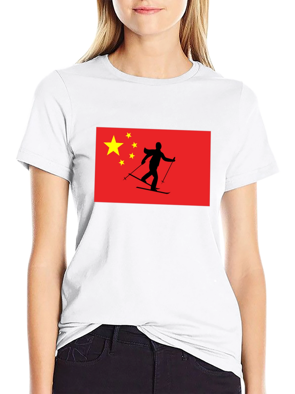 China Flag Skiing T-Shirt