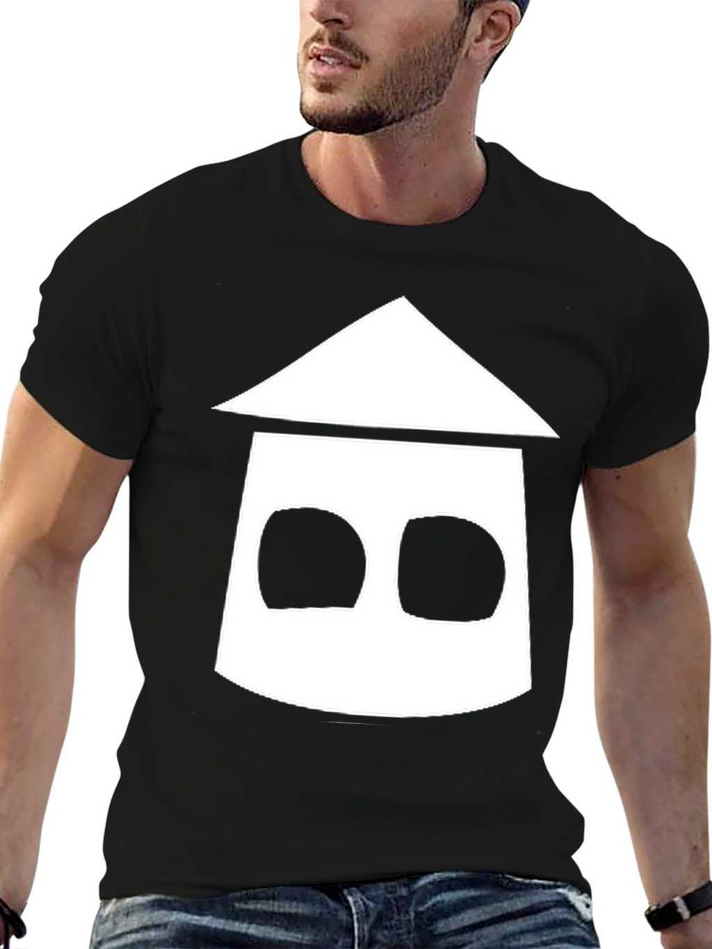 Geometric House Graphic Black T-Shirt