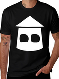 Geometric House Graphic Black T-Shirt