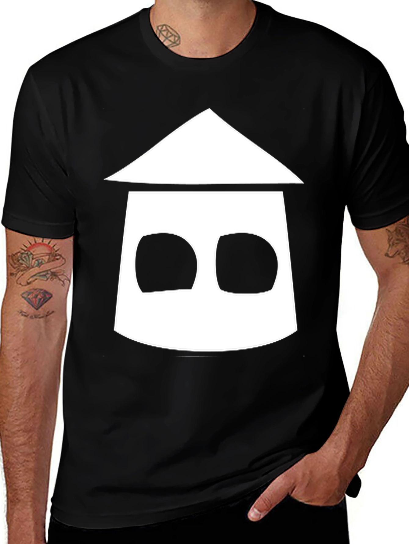 Geometric House Graphic Black T-Shirt